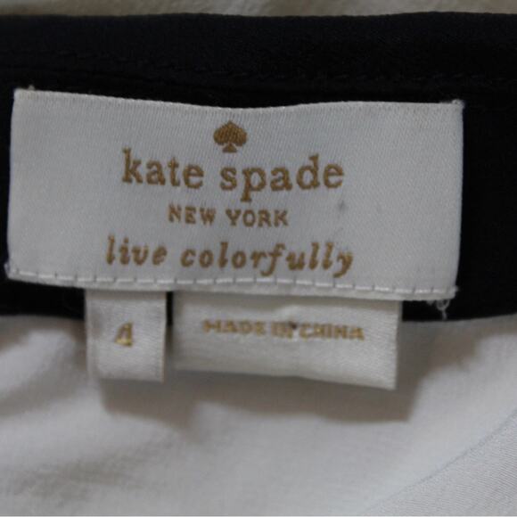 Kate Spade Sleeveless Blouse White Black Collar Contrast Trim Size 4 - Picture 3 of 5